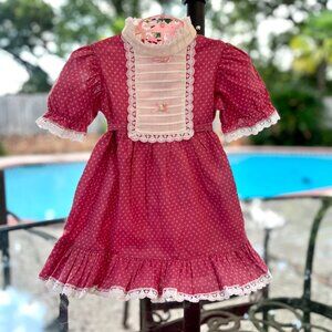 Vintage Sears, 1980's girl's dress with lace, 3T